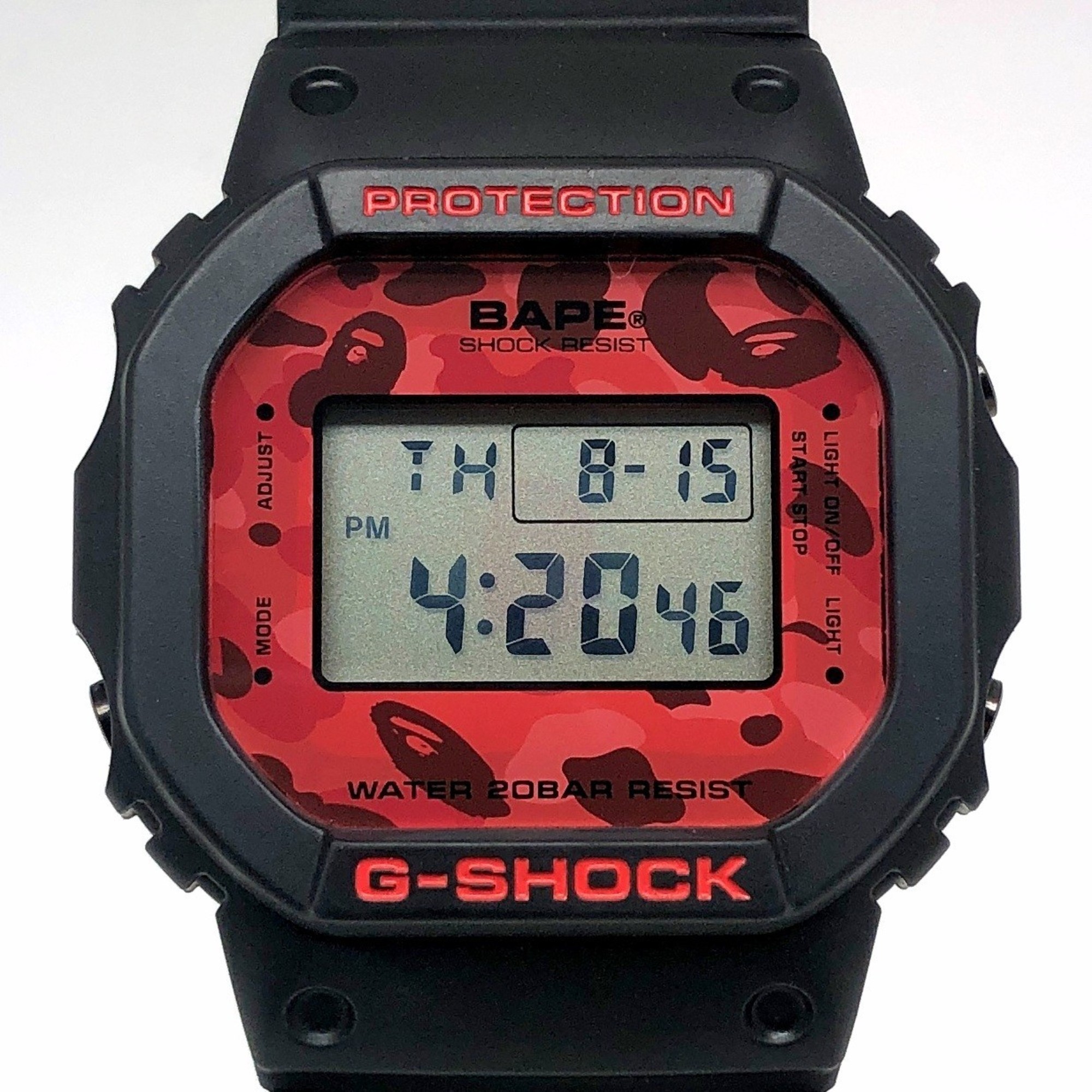 G-SHOCK CASIO Casio Watch DW-5600VT A BATHING APE 2011 Collaboration Limited to 1000 Ape Head EL Black x Red Camouflage Mikunigaoka Store