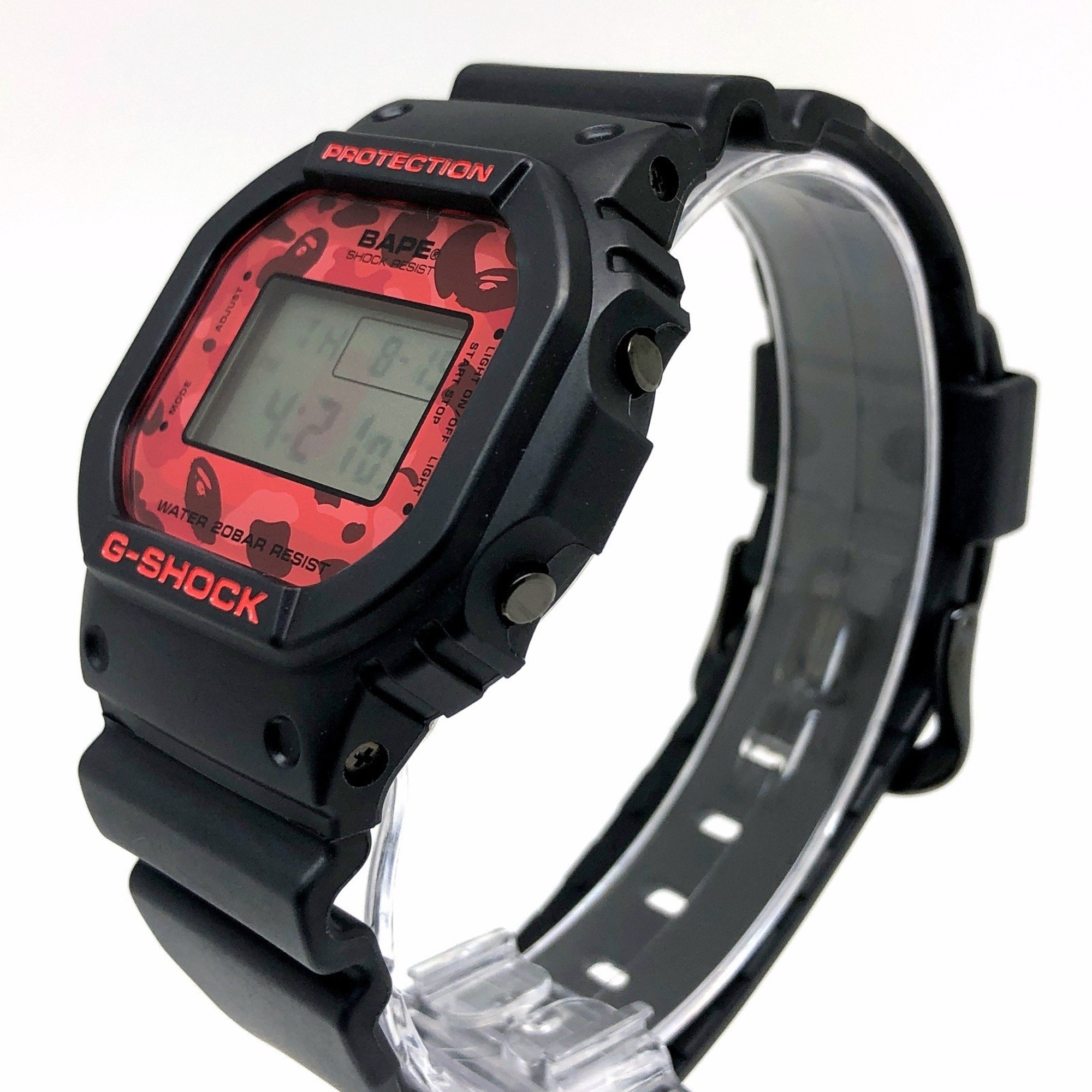 G-SHOCK CASIO Casio Watch DW-5600VT A BATHING APE 2011 Collaboration Limited to 1000 Ape Head EL Black x Red Camouflage Mikunigaoka Store