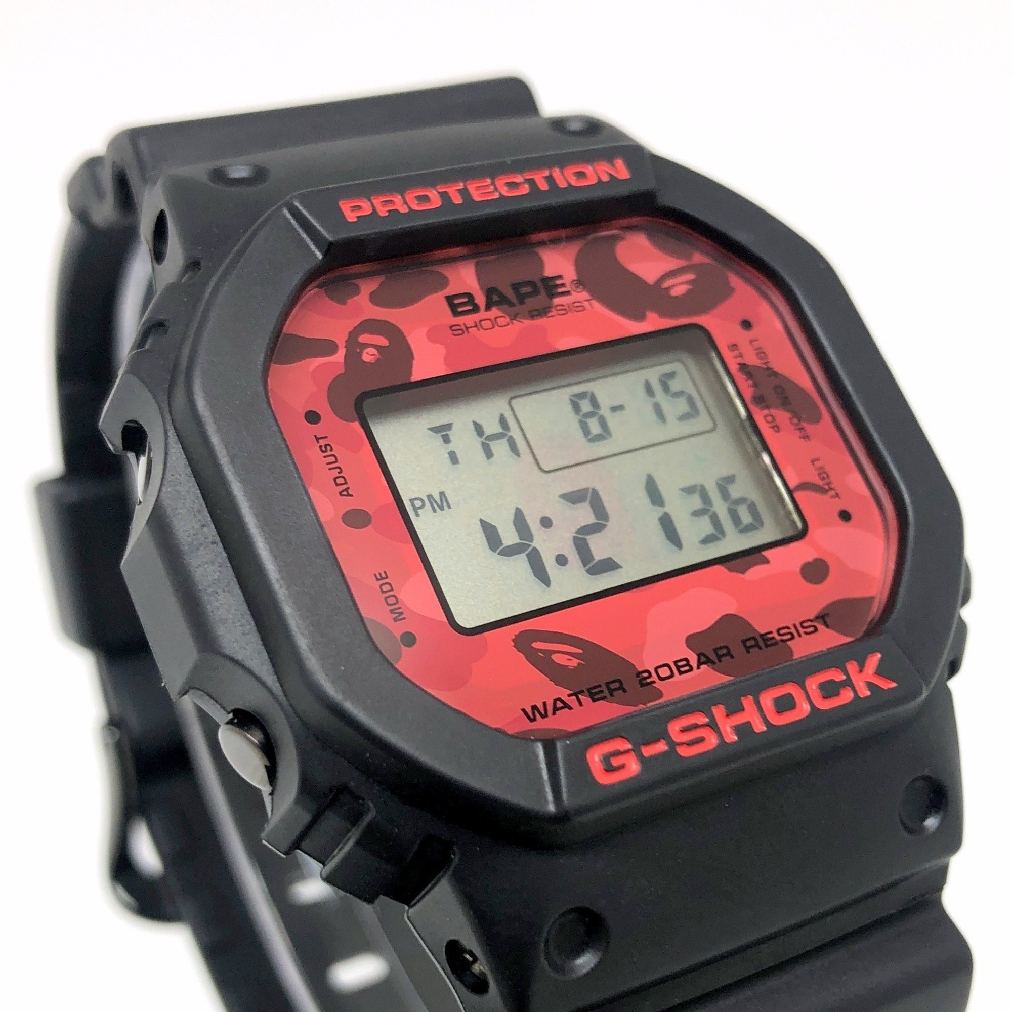 G-SHOCK CASIO Casio Watch DW-5600VT A BATHING APE 2011 Collaboration Limited to 1000 Ape Head EL Black x Red Camouflage Mikunigaoka Store