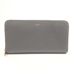 CELINE Large Zip Round 10B55 Long Wallet Leather Grey Women's N4064969