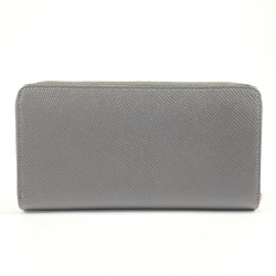 CELINE Large Zip Round 10B55 Long Wallet Leather Grey Women's N4064969