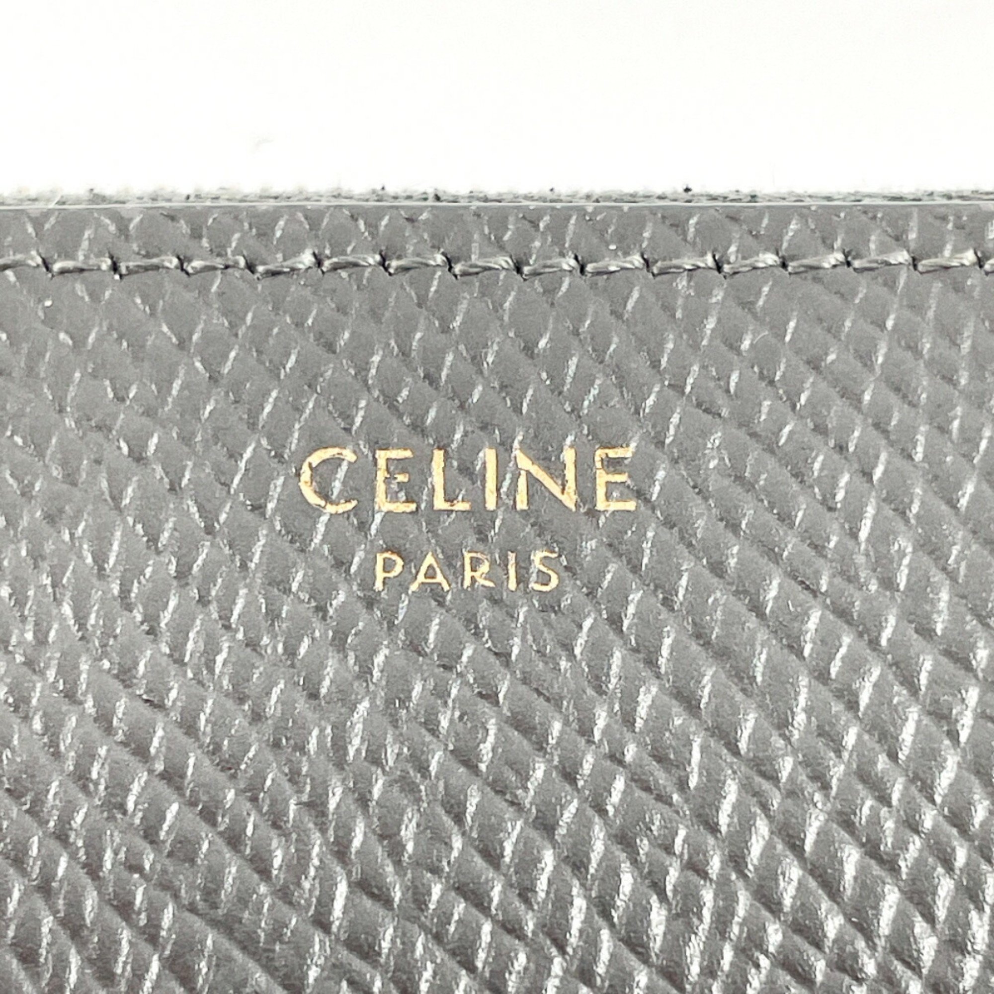 CELINE Large Zip Round 10B55 Long Wallet Leather Grey Women's N4064969