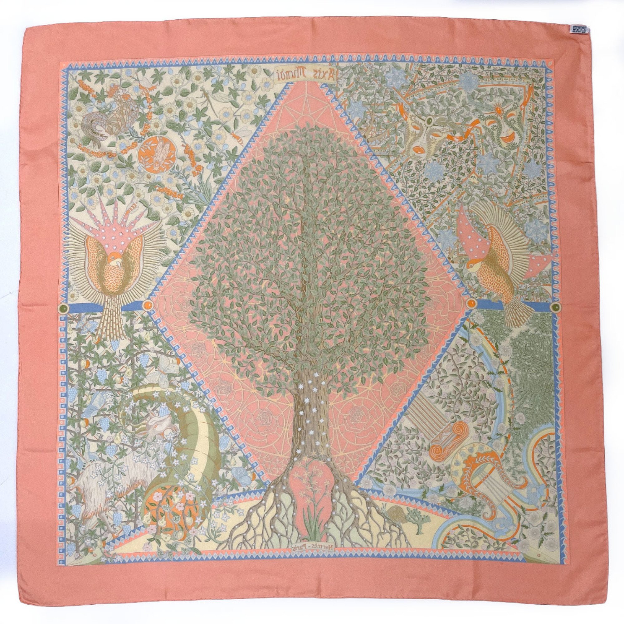 HERMES Carre 90 Axis Mundi Scarf Muffler Silk Pink Women's N4064963