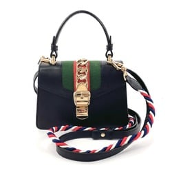 GUCCI Gucci Silvie Sherry Line 470270 Handbag Leather Black Women's N4075128