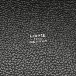 Hermes HERMES Pur Sangle MM Vert de Gris Tote Bag Toile Militaire Taurillon Clemence Women's Khaki Black