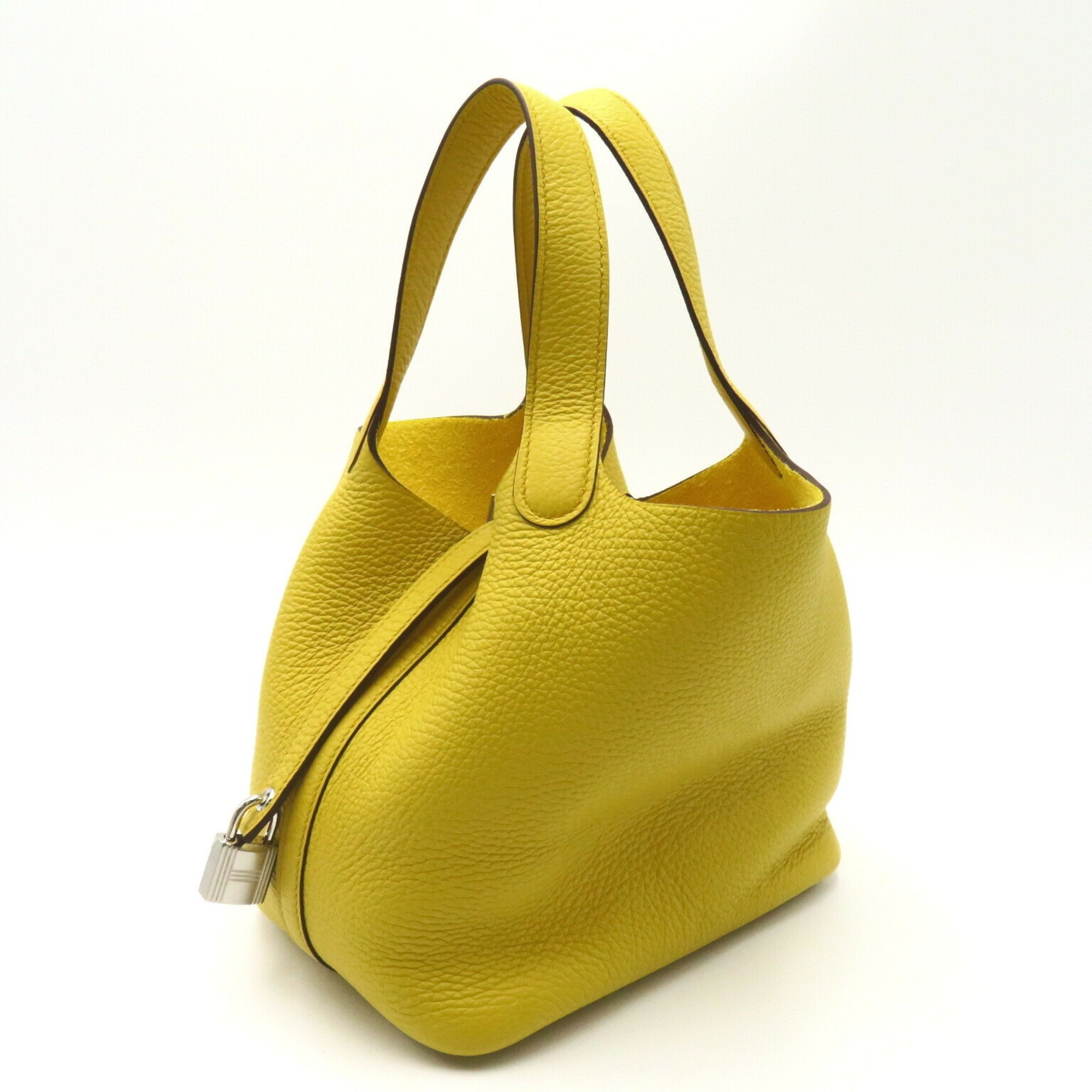 Hermes HERMES Picotin Lock PM Handbag Bag Calfskin (Cowhide) Taurillon Clemence Women's Yellow