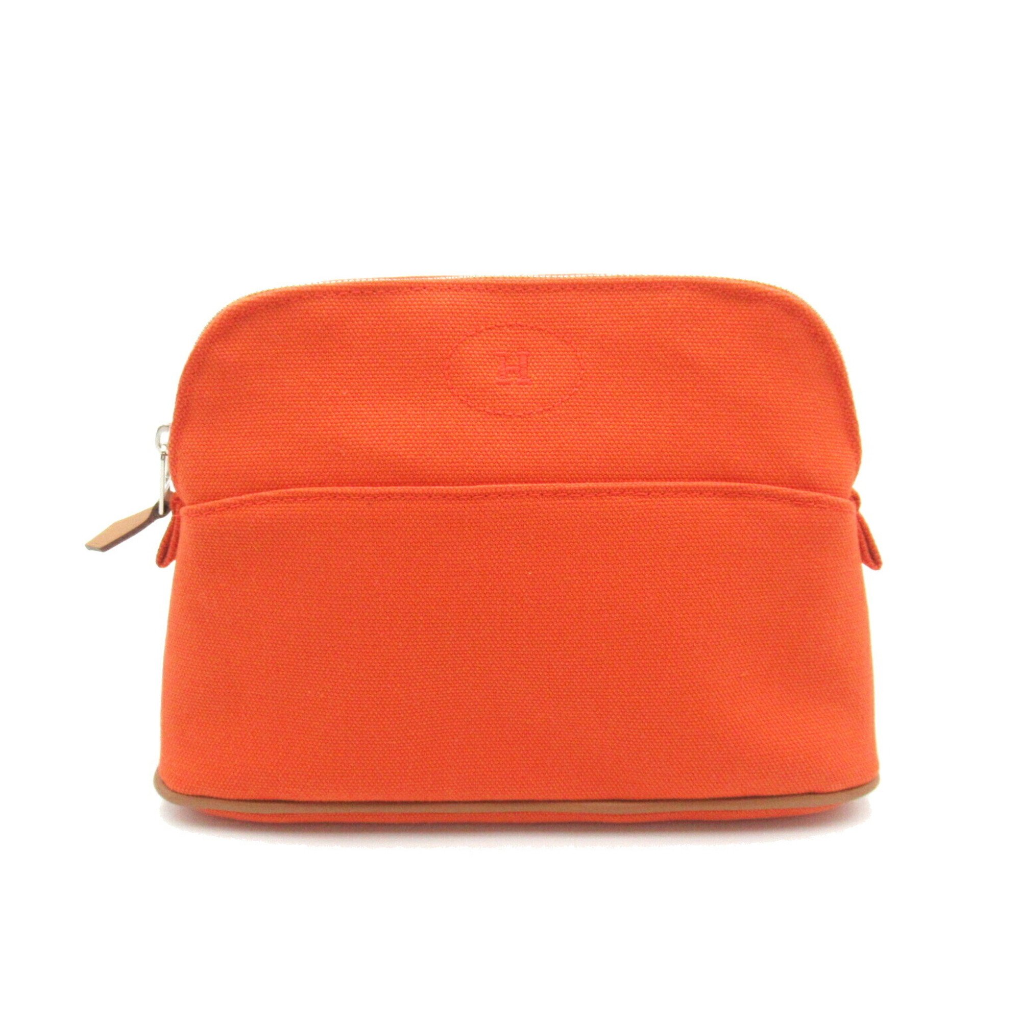 Hermes HERMES Bolide Pouch Bag Canvas Women's Orange