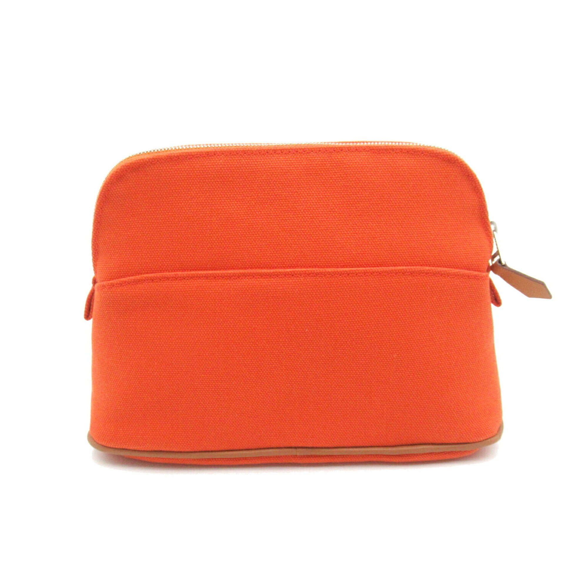 Hermes HERMES Bolide Pouch Bag Canvas Women's Orange