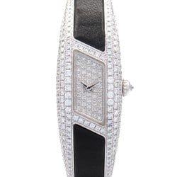 Cartier IMARIA Pavé Diamond Wristwatch, K18WG (White Gold), Leather Strap, Women's, Silver, Diamond, WJ300250