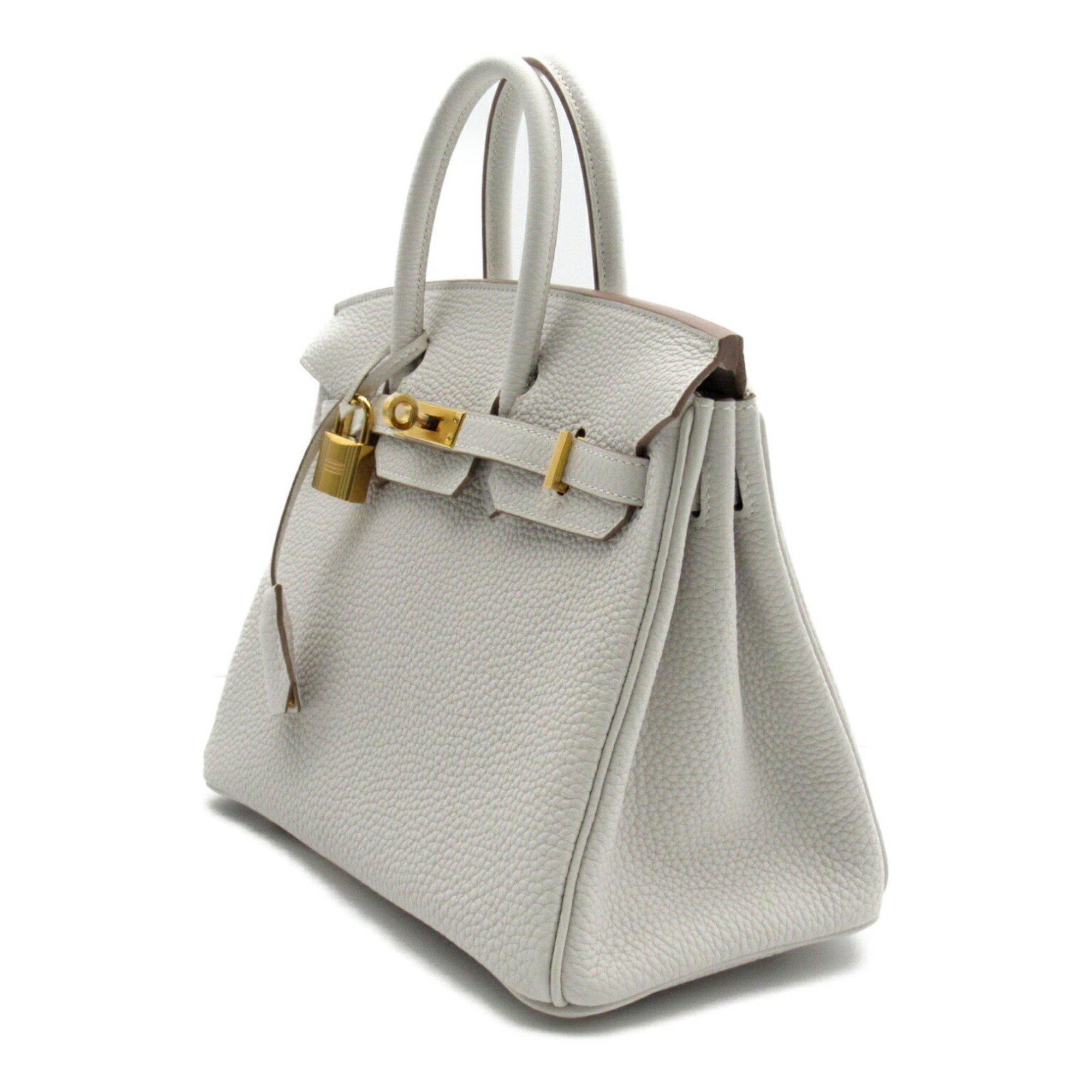 Hermes HERMES Birkin 25 Gris Pearl Handbag Bag Leather Women's White