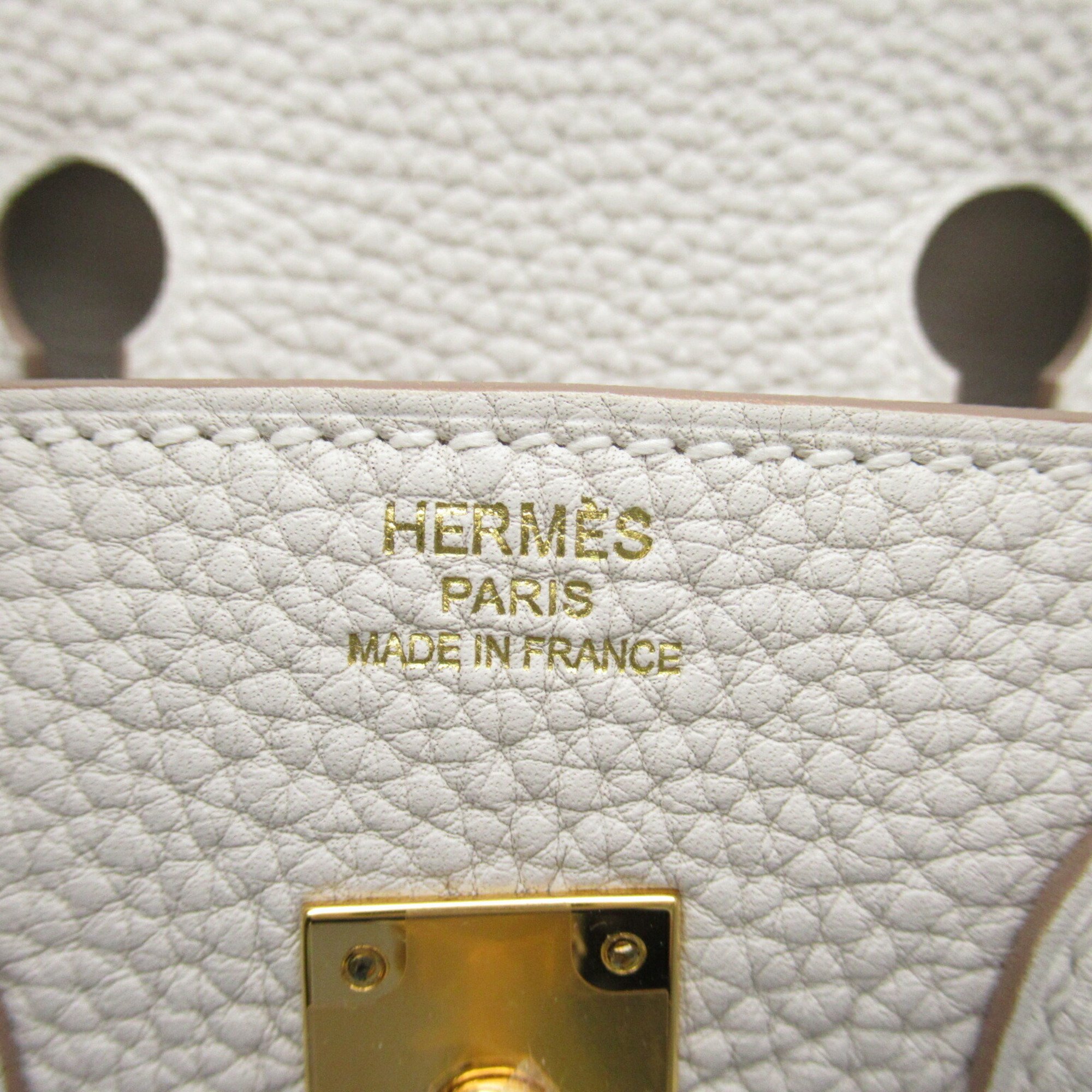 Hermes HERMES Birkin 25 Gris Pearl Handbag Bag Leather Women's White