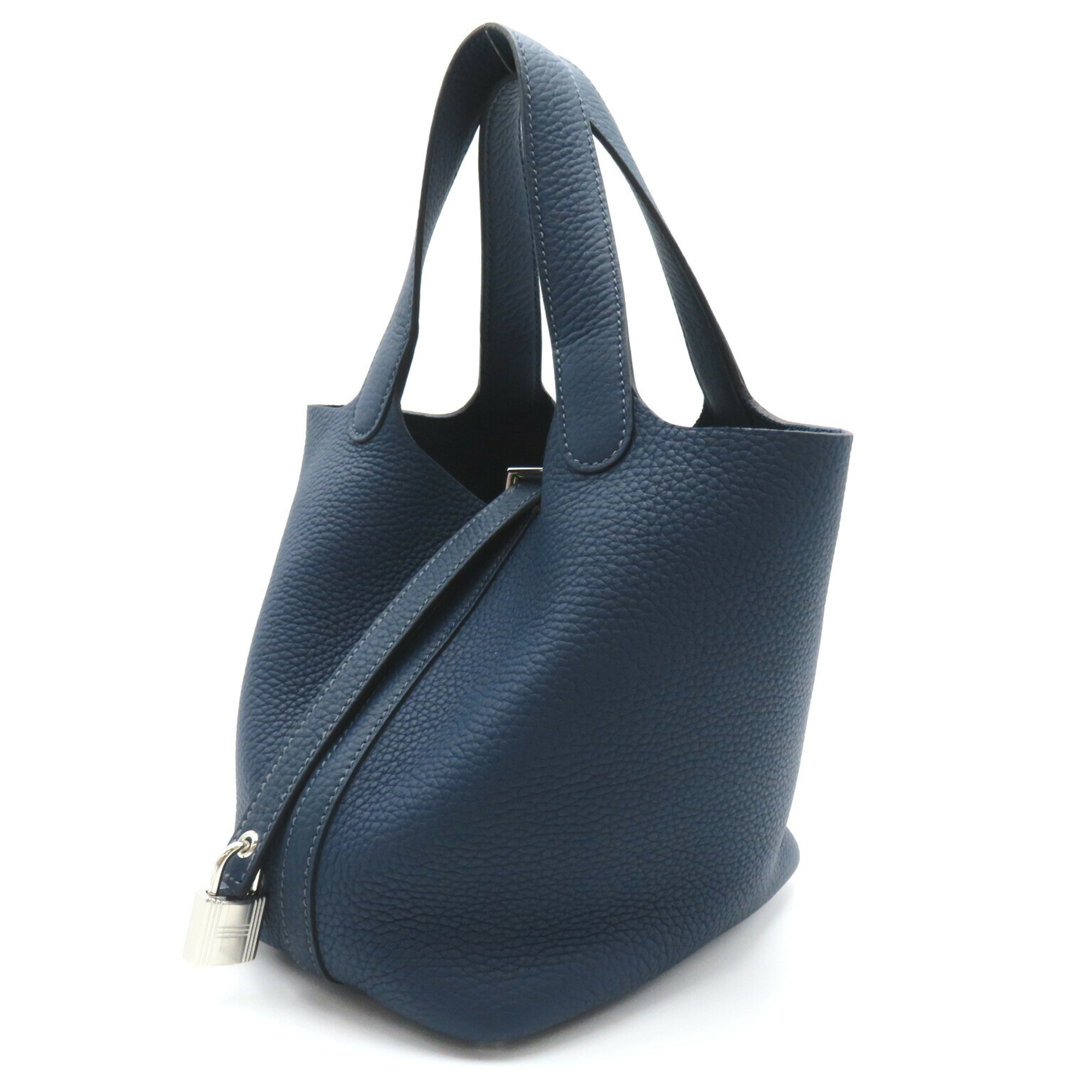 Hermes HERMES Picotin Lock PM Handbag Bag Calfskin (Cowhide) Taurillon Clemence Women's Blue