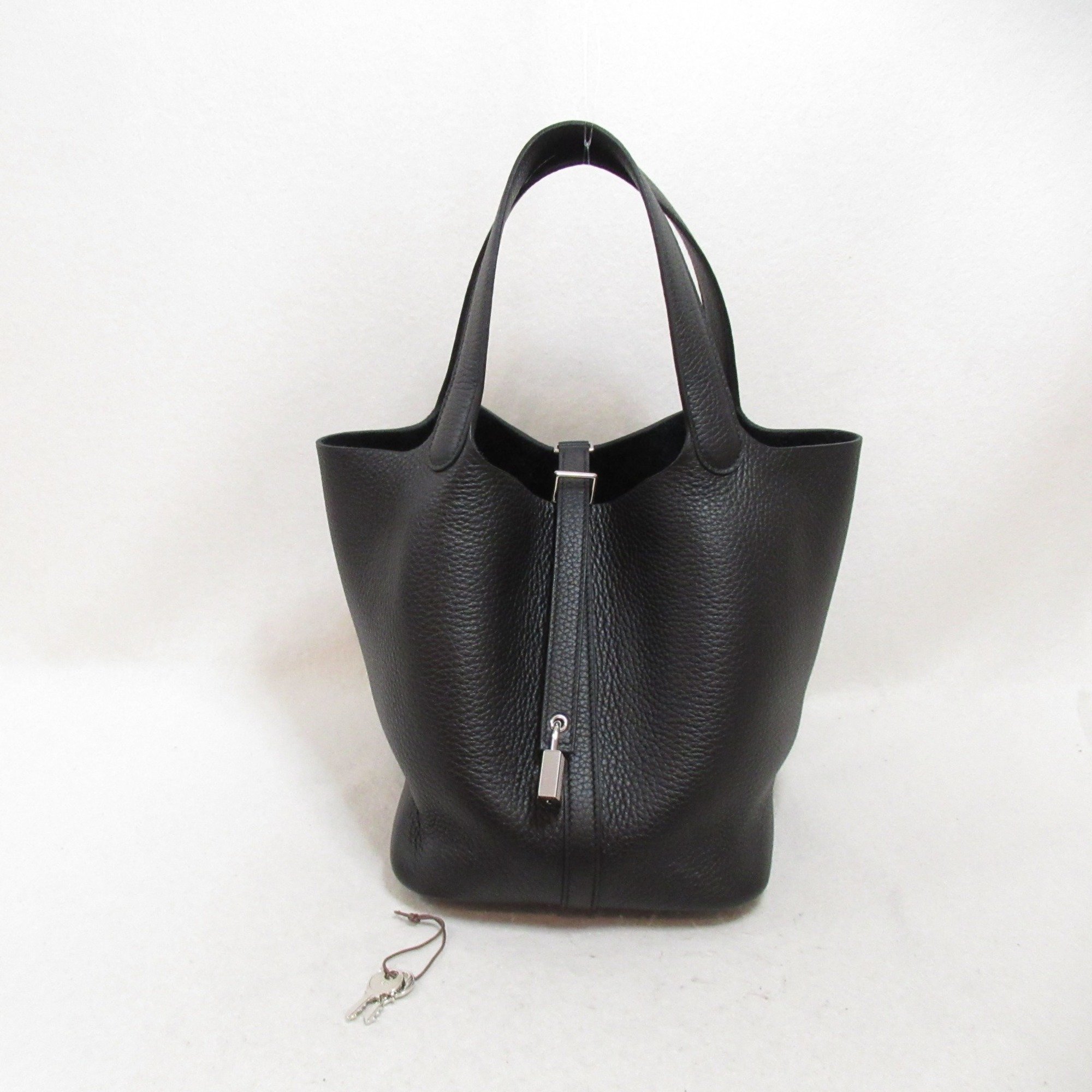 Hermes HERMES Picotin Lock MM Black Bag Leather Taurillon Clemence Women's