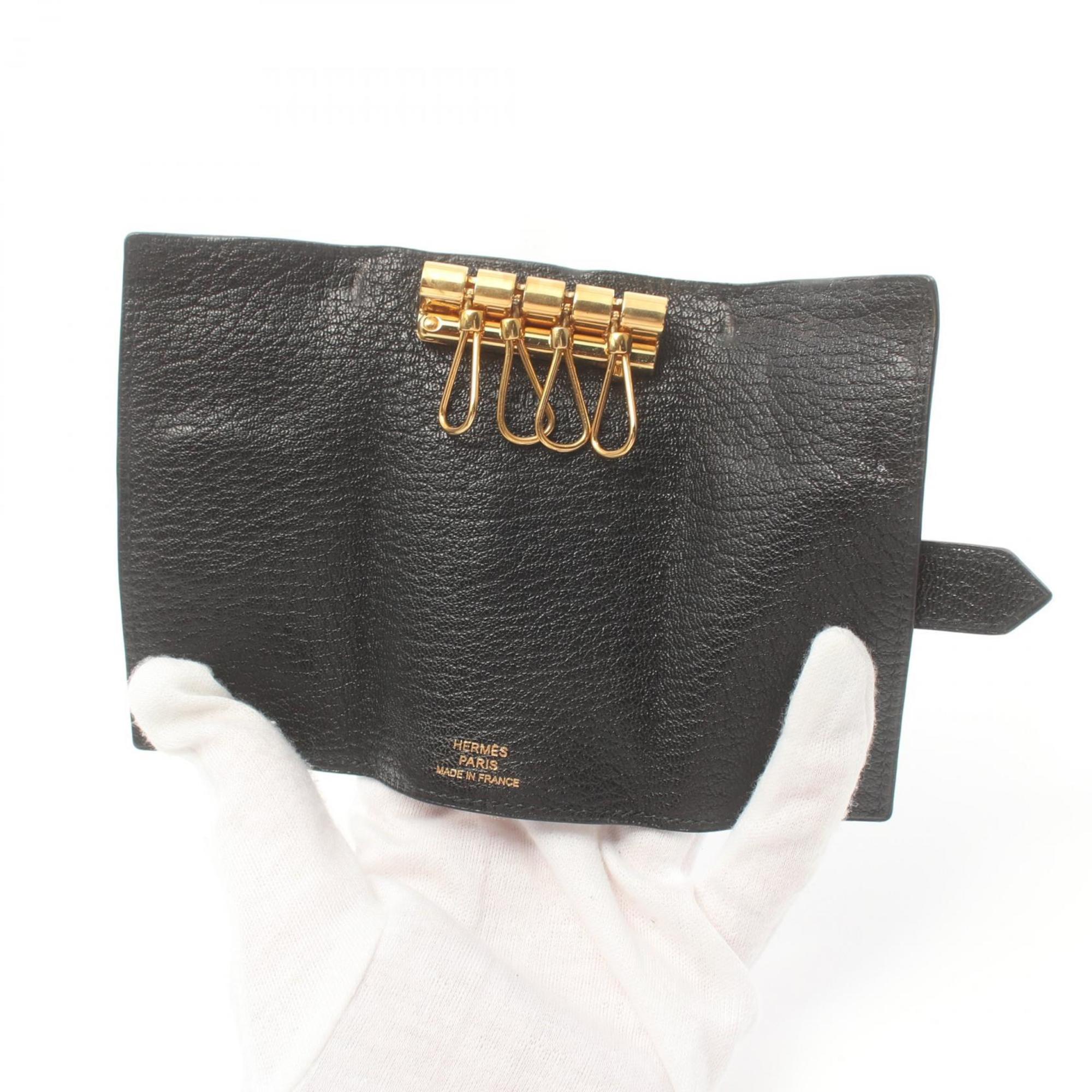 Hermes HERMES Bearn Key Case Chevre Women's Black