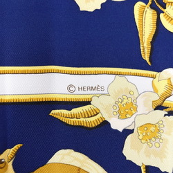 HERMES Caraibes 90 Scarf Muffler Silk Navy Women's N4064964