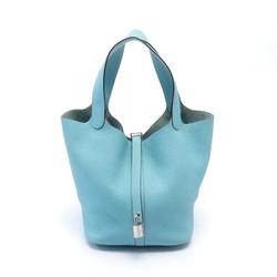 Hermes HERMES Picotin Lock MM Blue Atoll Handbag Bag Taurillon Clemence Women's