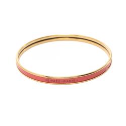 Hermes HERMES Uni Bracelet Bangle GP (Gold Plated) Patent Leather Women's Pink Gold