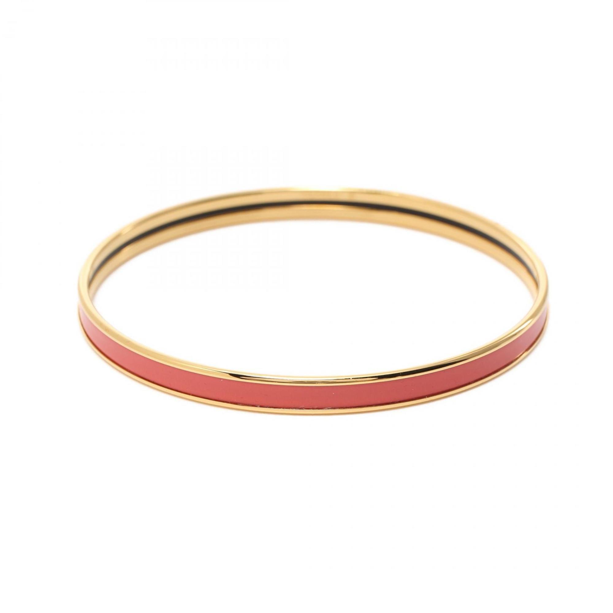 Hermes HERMES Uni Bracelet Bangle GP (Gold Plated) Patent Leather Women's Pink Gold