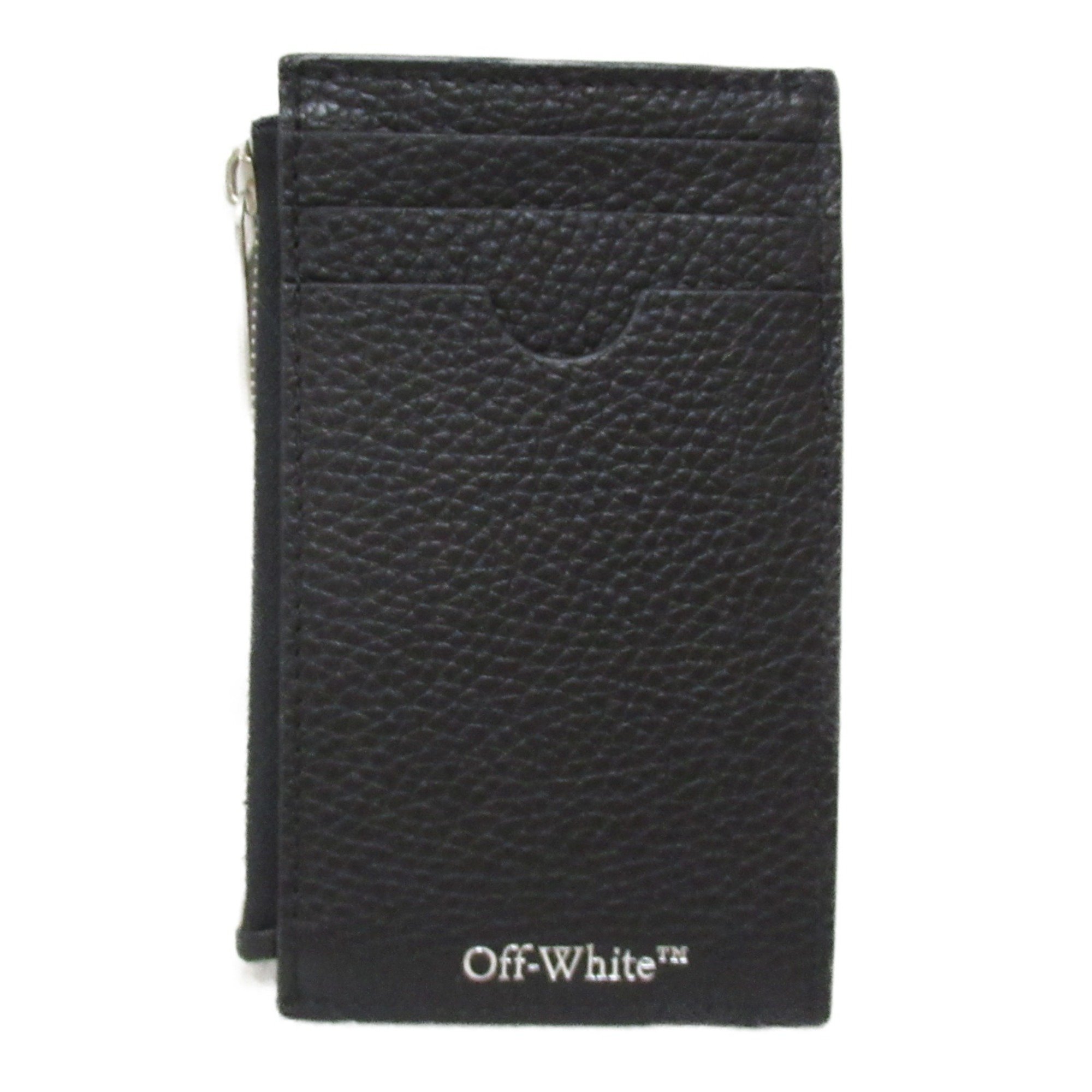 OFF-WHITE Business Card Holder/Card Case Leather Men's Women's Black OMND057F23LEA0011000