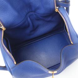 Hermes Lindy 30 Blue Electric Shoulder Bag Taurillon Clemence Women's