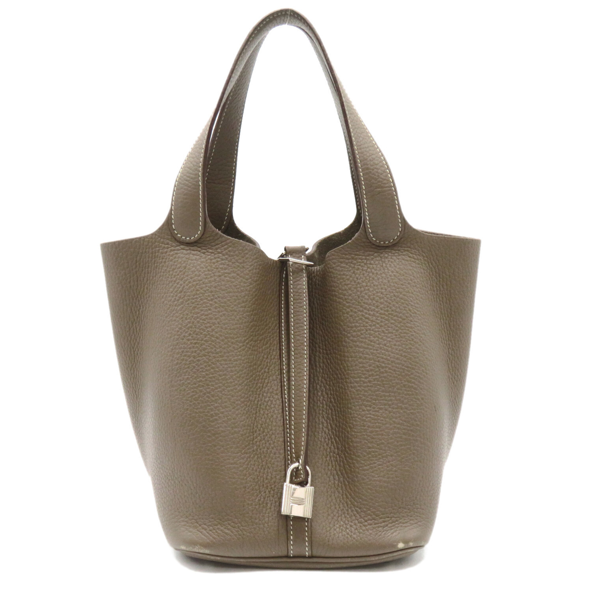 Hermes HERMES Picotin Lock MM Handbag Bag Calfskin (Cowhide) Taurillon Clemence Women's Grey