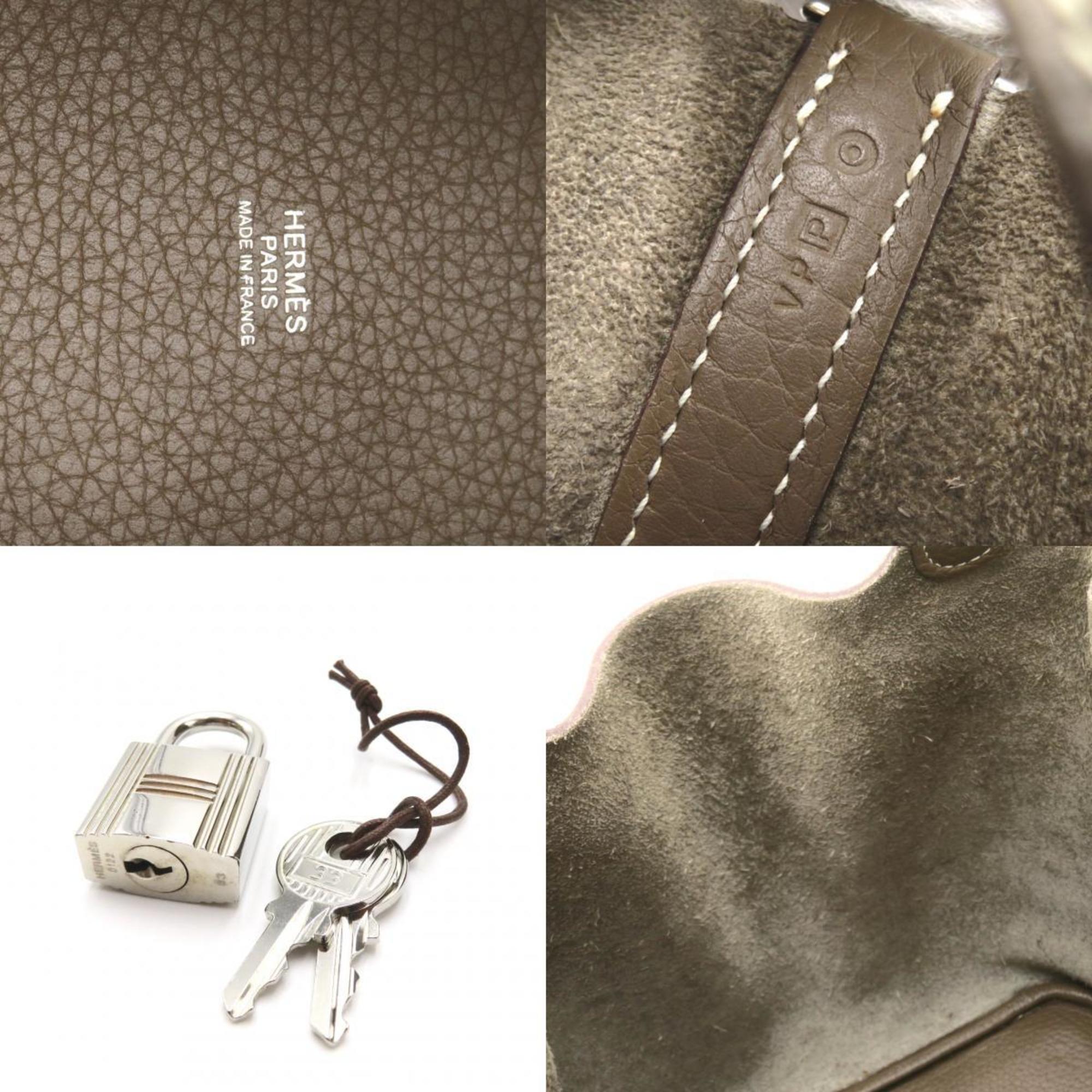 Hermes HERMES Picotin Lock MM Handbag Bag Calfskin (Cowhide) Taurillon Clemence Women's Grey