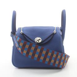 Hermes Lindy Maxiquadrille Shoulder Bag Taurillon Clemence Women's Blue