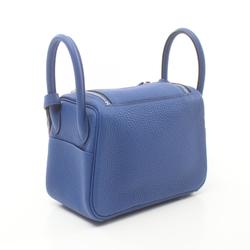 Hermes Lindy Maxiquadrille Shoulder Bag Taurillon Clemence Women's Blue