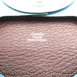 Hermes Bastia Wallet/Coin Case Wallet Leather Chevre Men's Women's Blue Brown Ebène