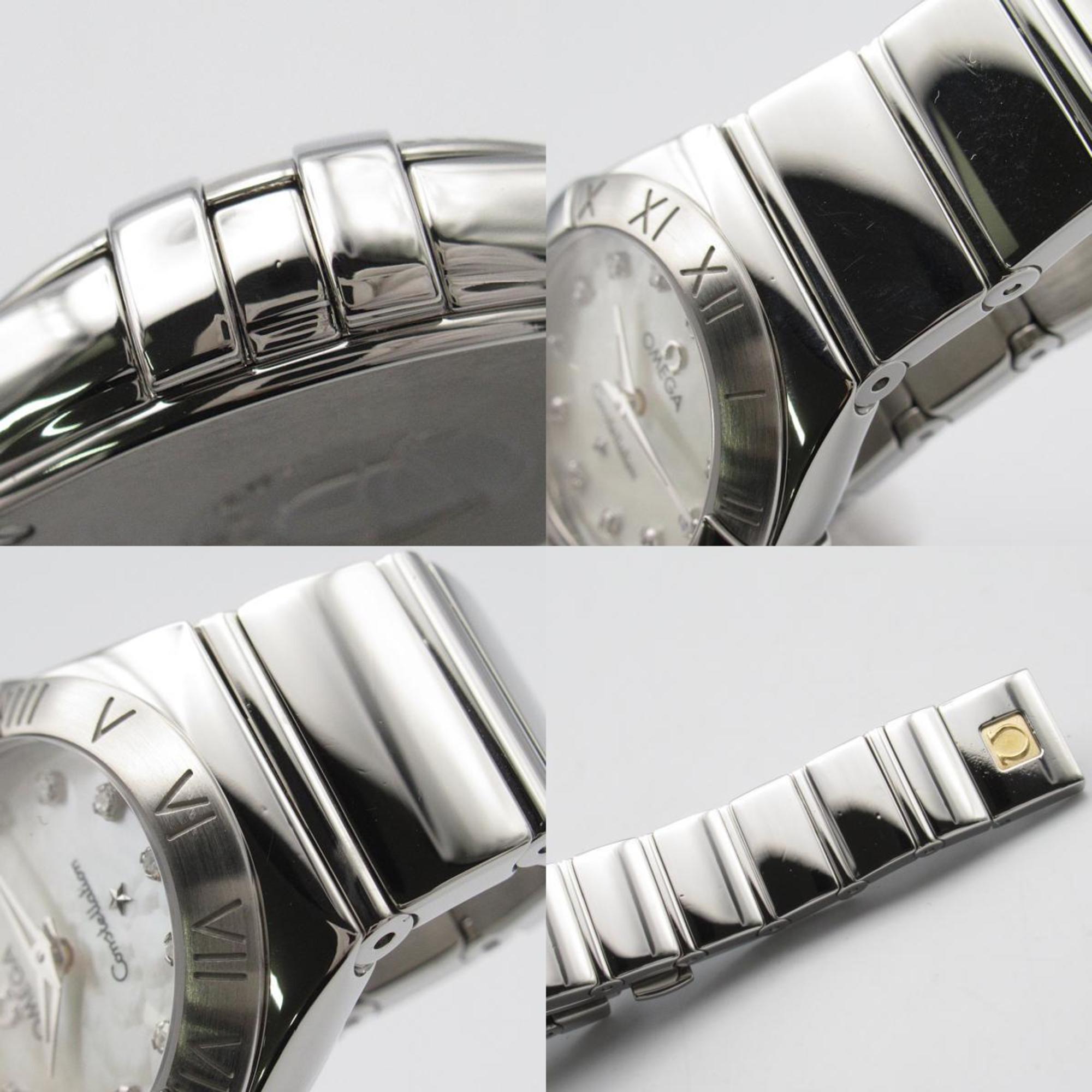 OMEGA Constellation 12P Diamond Watch Stainless Steel Ladies White Shell 123.10.24.60.55.002