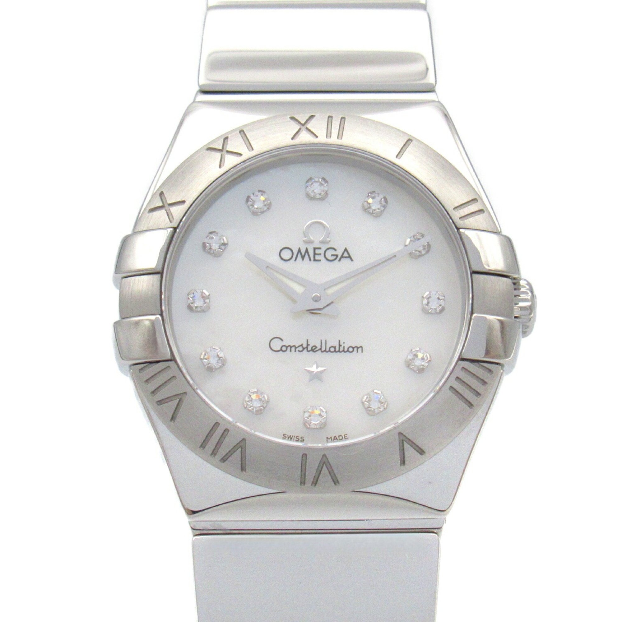 OMEGA Constellation 12P Diamond Watch Stainless Steel Ladies White Shell 123.10.24.60.55.002