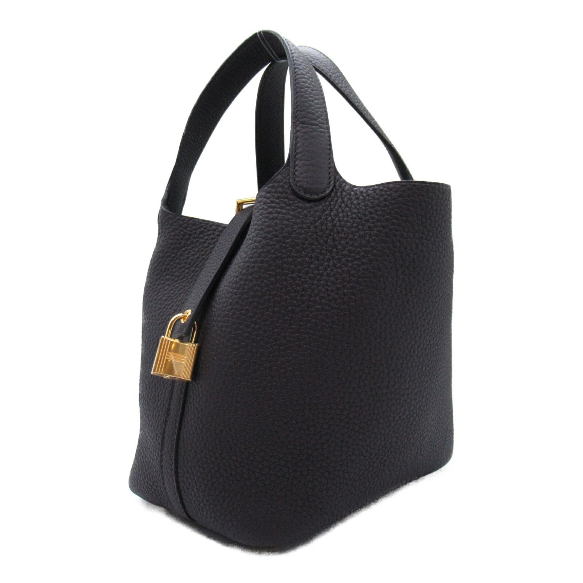 Hermes HERMES Picotin Lock PM Purnoir Handbag Bag Leather Taurillon Clemence Women's Black