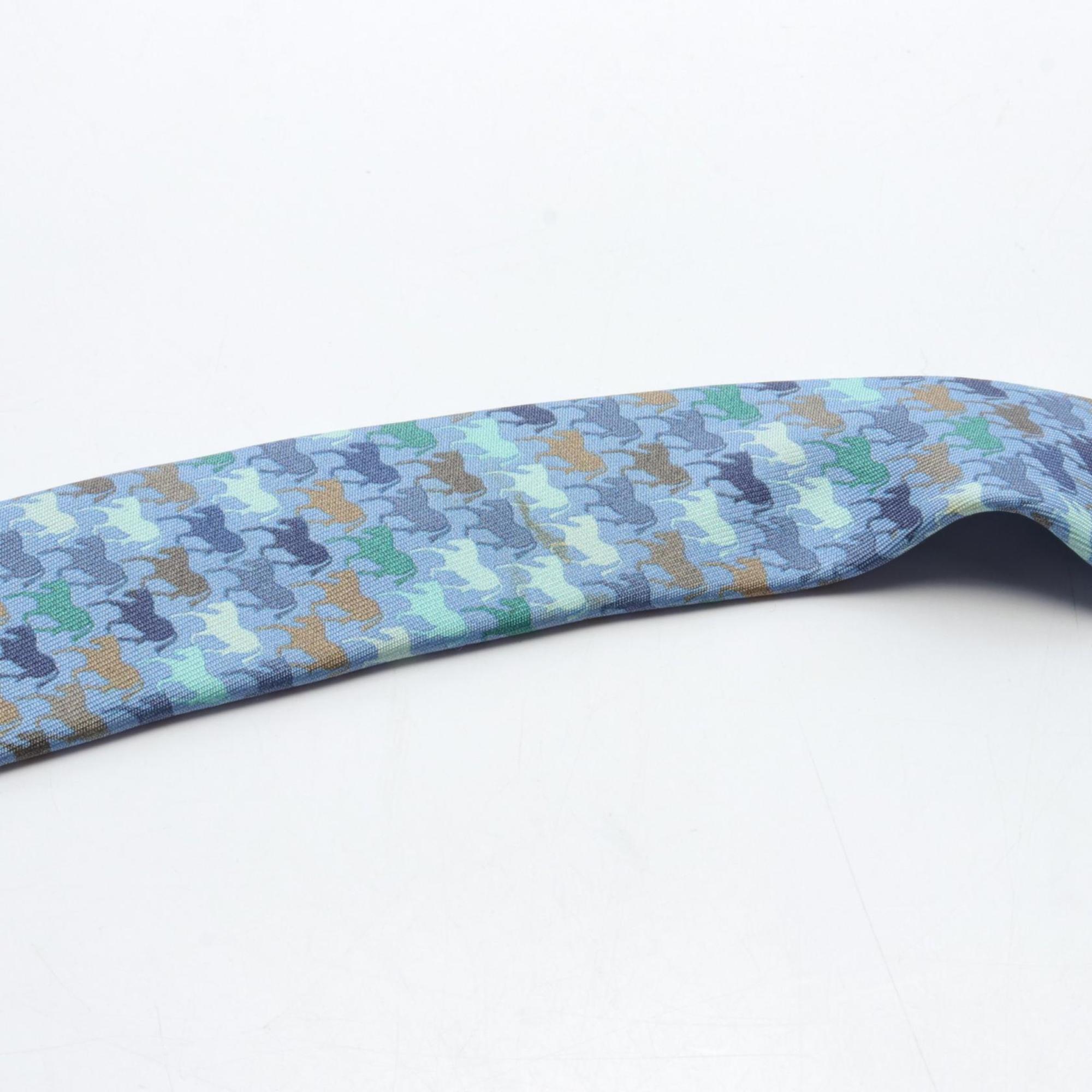 Hermes Silk Necktie for Men Blue Multicolor