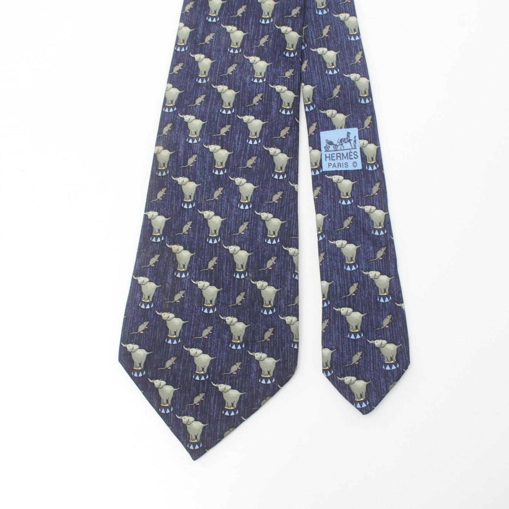 Hermes Silk Necktie for Men Navy Multicolor