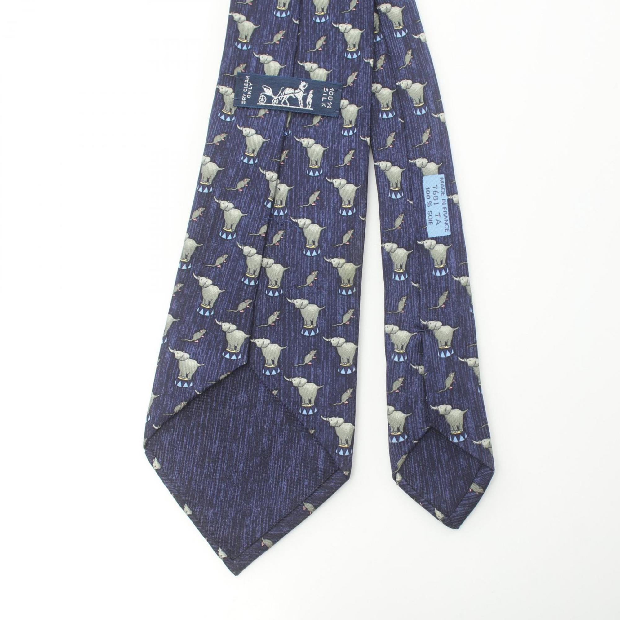 Hermes Silk Necktie for Men Navy Multicolor