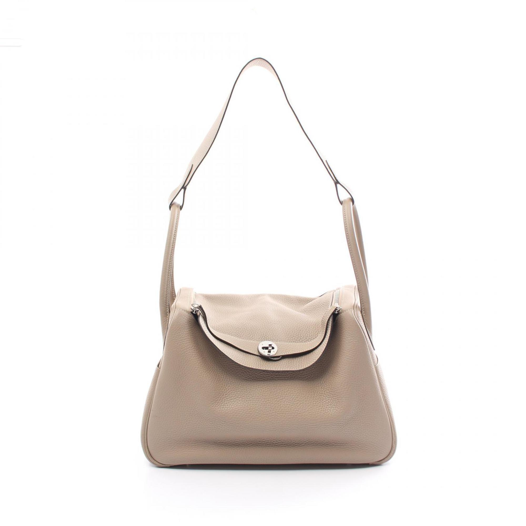 Hermes Lindy 34 Tourtiere Grey Shoulder Bag Taurillon Clemence Women's Beige