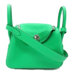 Hermes Lindy Vert Comic Shoulder Bag Leather Taurillon Clemence Women's Green