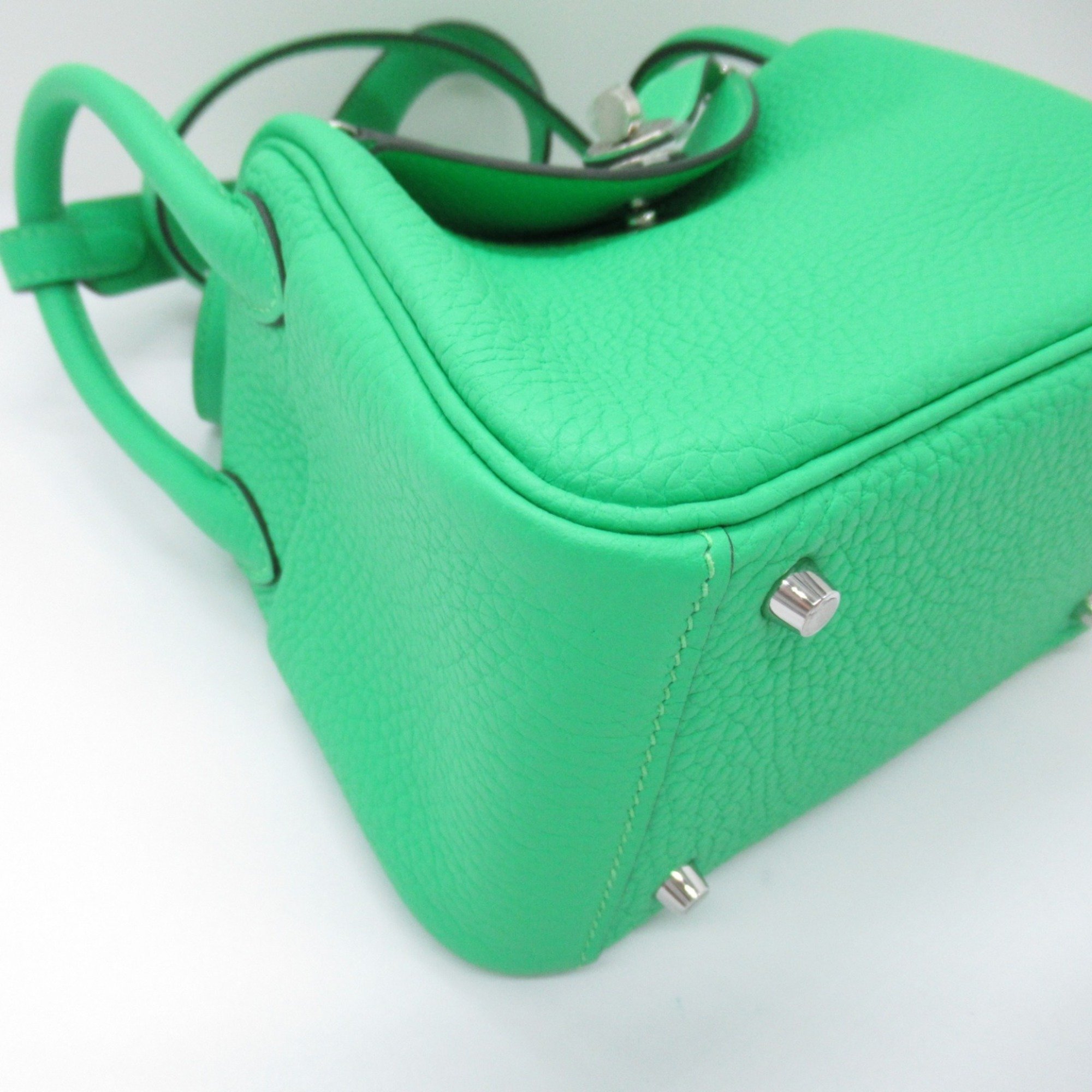 Hermes Lindy Vert Comic Shoulder Bag Leather Taurillon Clemence Women's Green