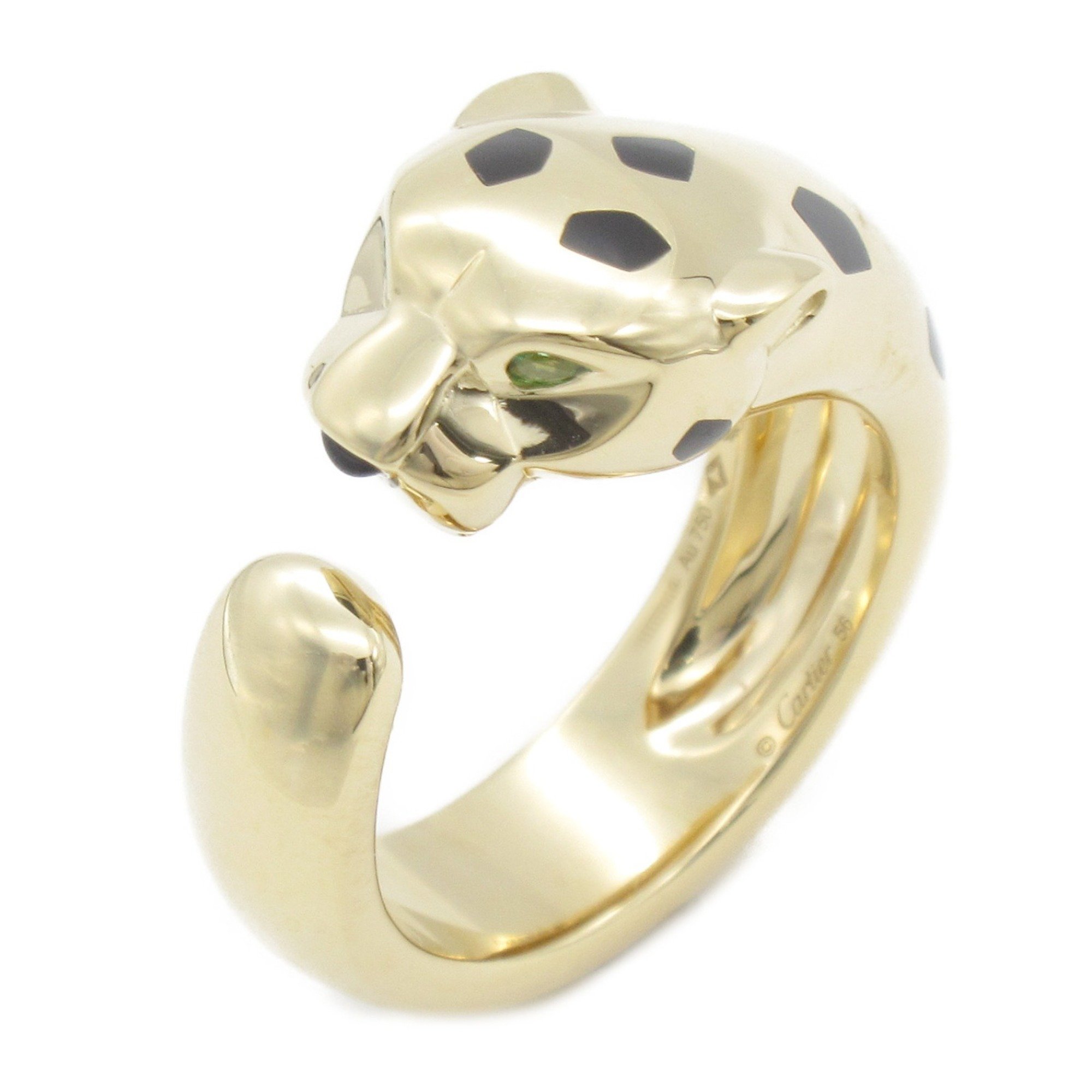 Cartier Panthere Tsavorite Onyx Lacquer Ring, 18K Yellow Gold, Onyx, Men's, Women's, Green, Black, B4230800