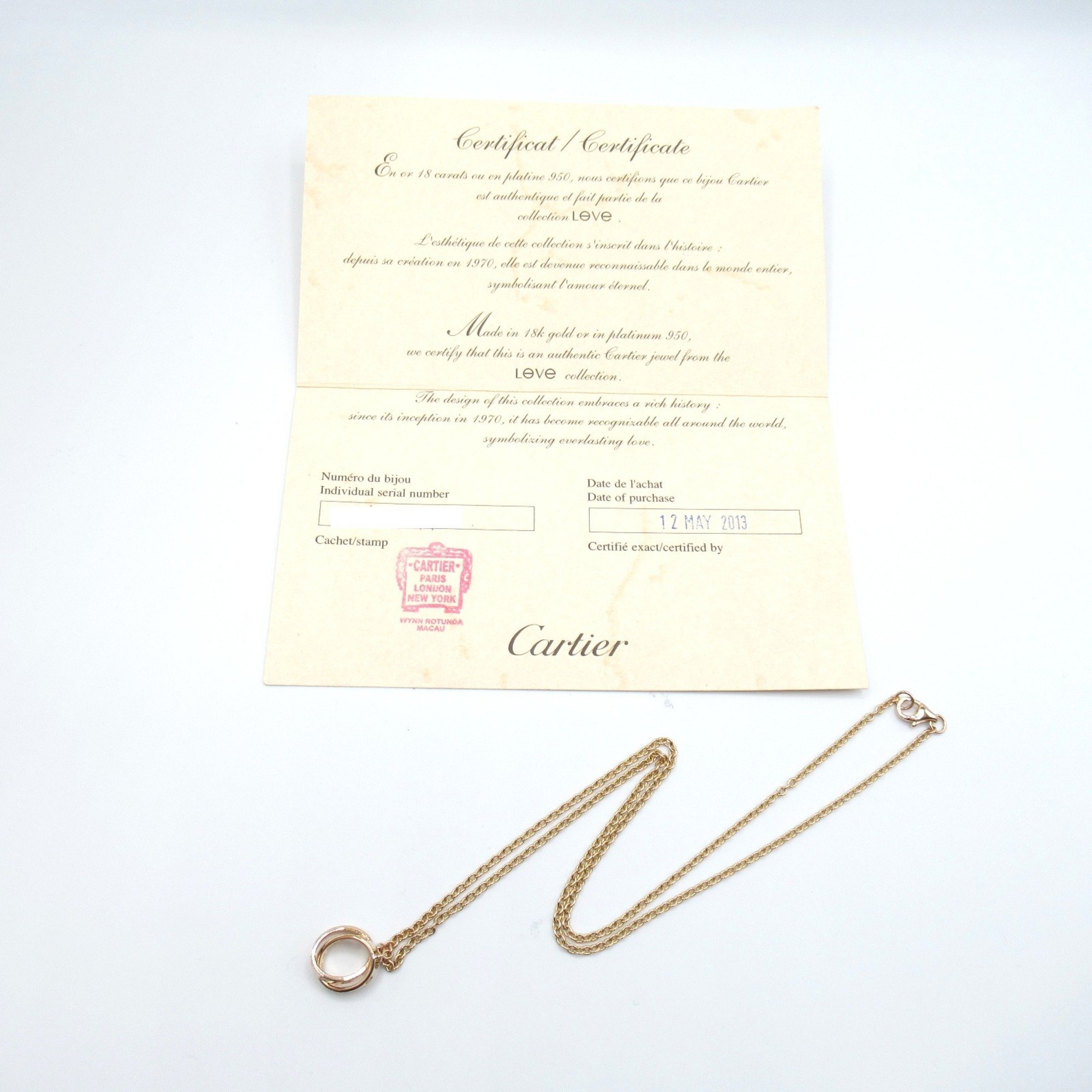 CARTIER Baby Love Necklace K18PG (pink gold) Ladies Gold