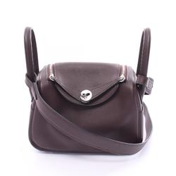 Hermes Lindy Verso Rouge Serie Shoulder Bag Swift Leather Women's Brown