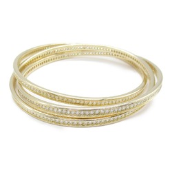 Cartier Three Bangles Full Diamond Bangle K18 (Yellow Gold) Ladies Clear