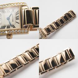 Cartier Tank Francaise SM Diamond Wristwatch K18PG (Pink Gold) Women's Silver WE10456H