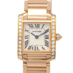 Cartier Tank Francaise SM Diamond Wristwatch K18PG (Pink Gold) Women's Silver WE10456H