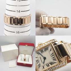 Cartier Tank Francaise SM Diamond Wristwatch K18PG (Pink Gold) Women's Silver WE10456H