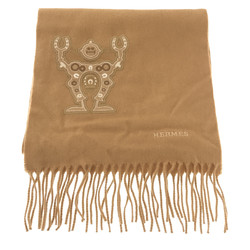 HERMES Scarf Cashmere Men's Women's Beige