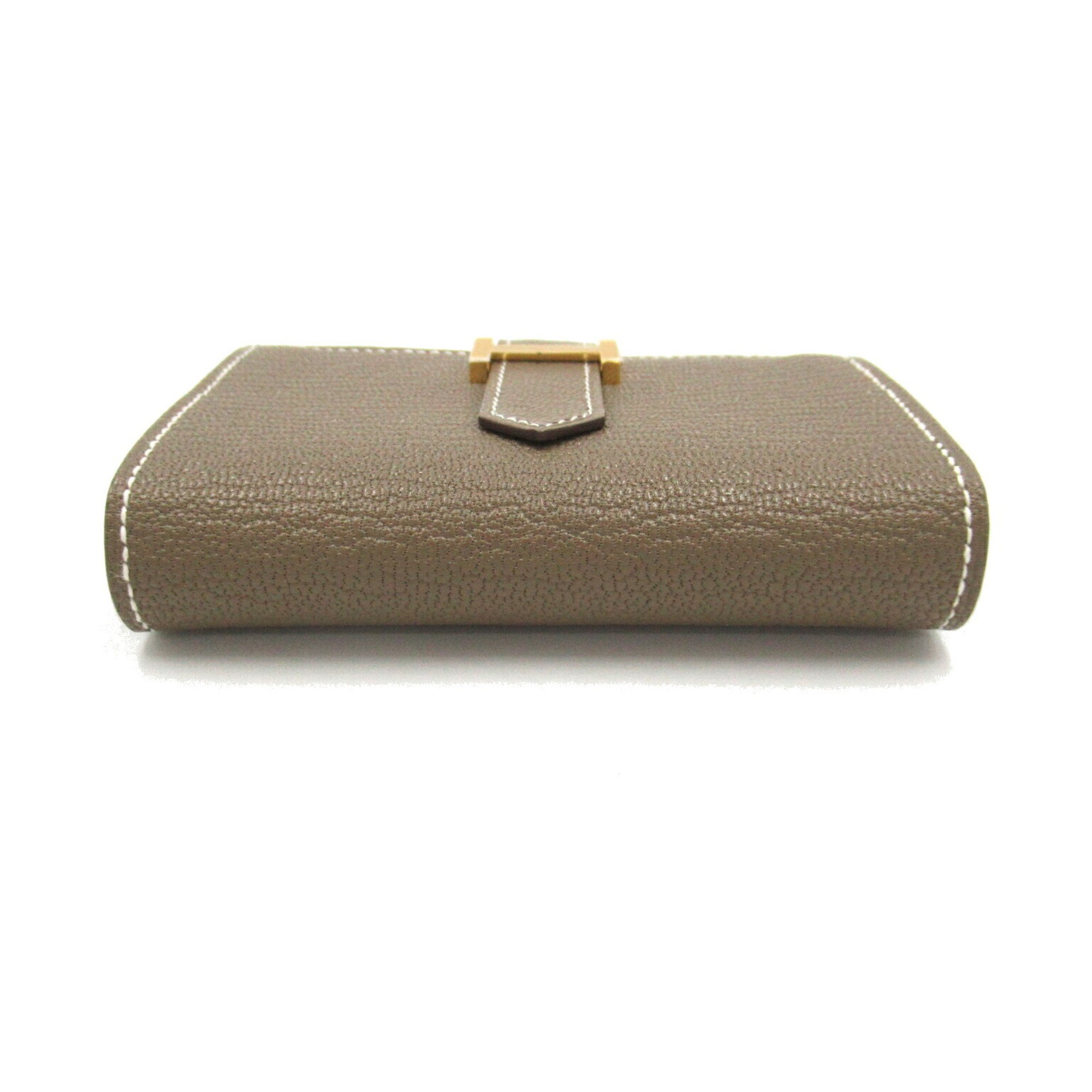 Hermes HERMES Bearn Business Card Holder/Card Case Leather Chevre Men's Women's Gray