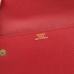 Hermes HERMES Pochette Green Waist Bag Cushvel Ladies Red