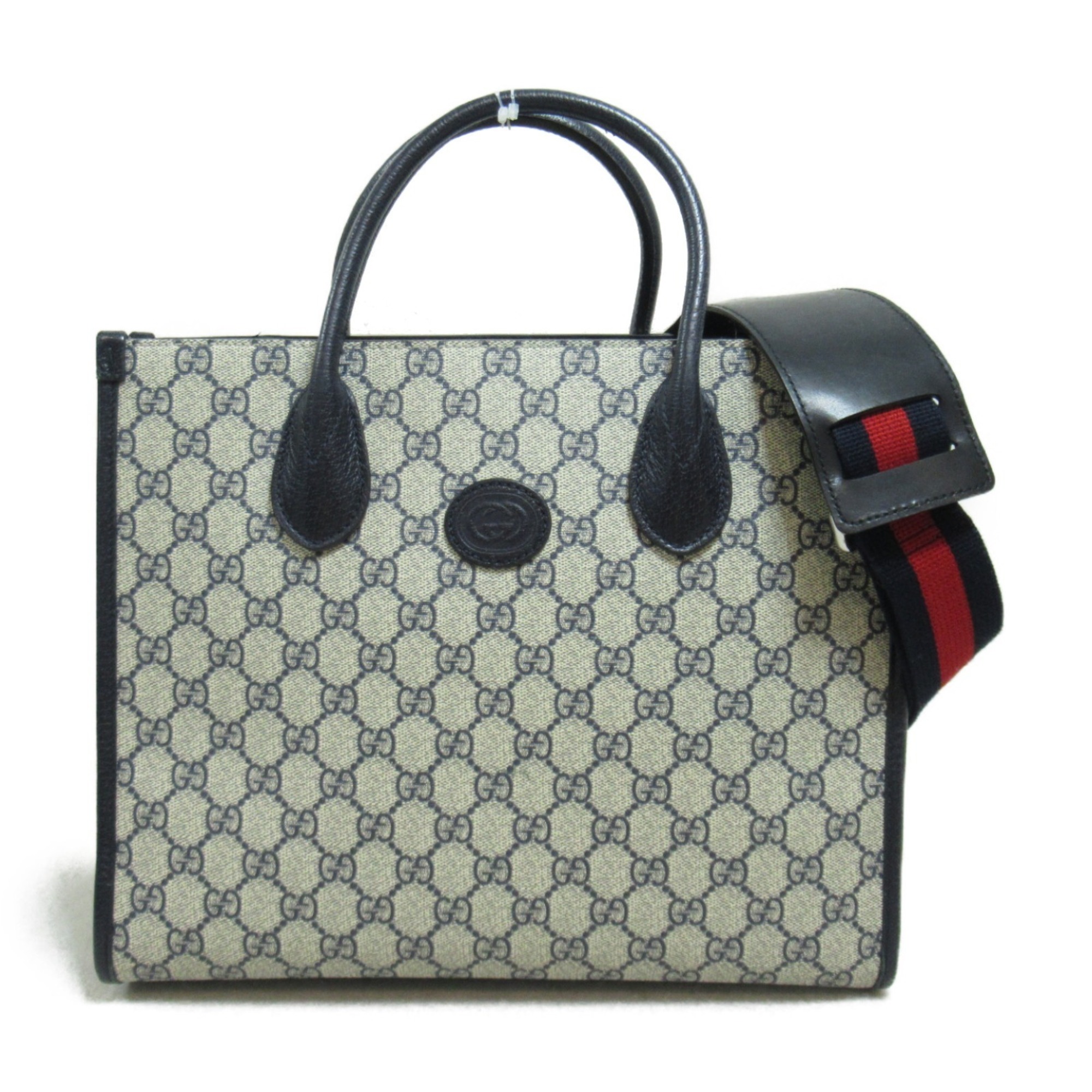 GUCCI Interlocking G 2Way Tote Bag Canvas GG Supreme Women's Navy 659983