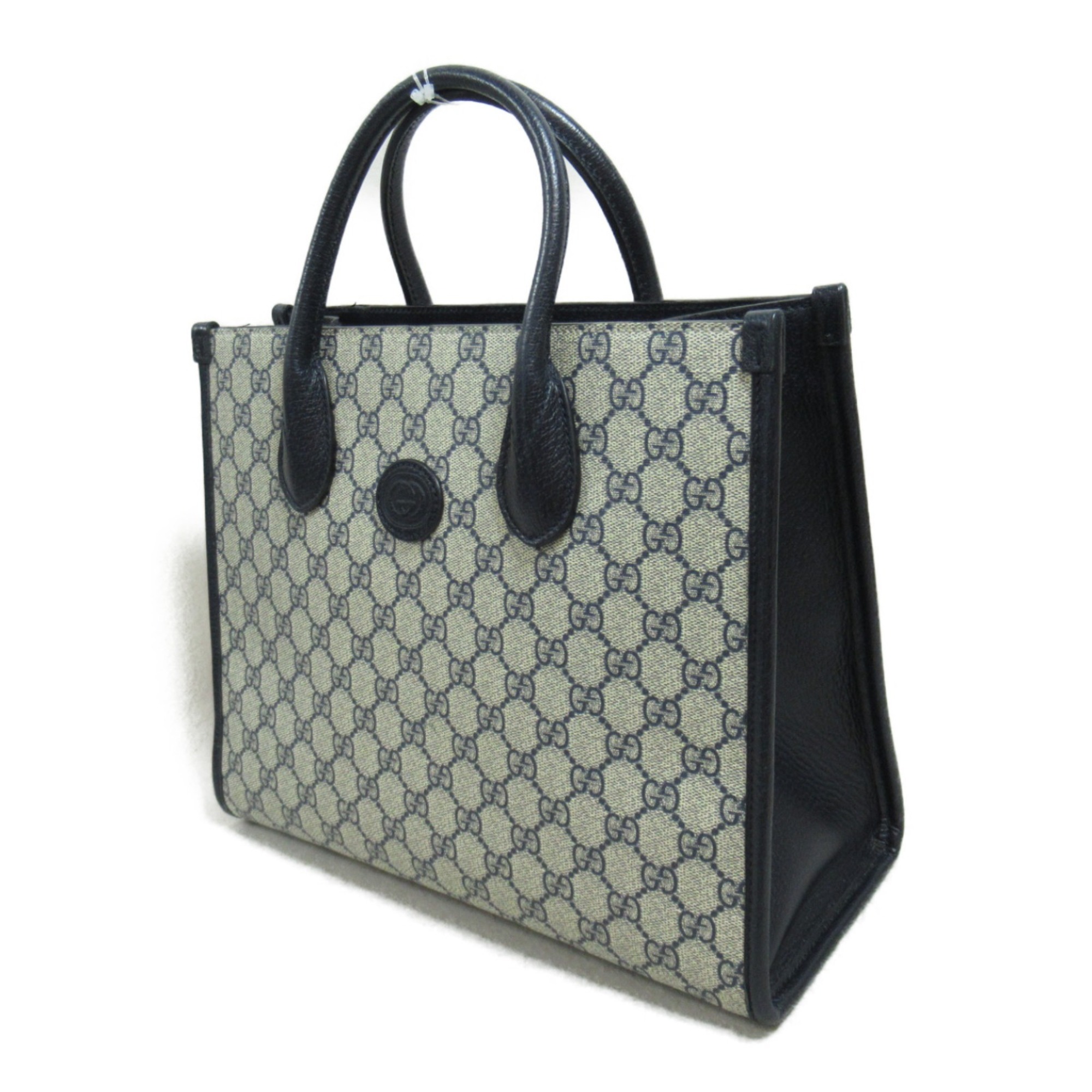 GUCCI Interlocking G 2Way Tote Bag Canvas GG Supreme Women's Navy 659983